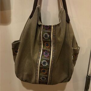 Embroidered Tan Women's Bag